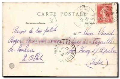 Châteauroux - Rue de l'Indre — vista de la calle con puente y edificios — editor NUC, n° 526 — Reverso
