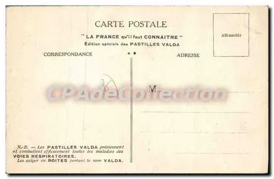 La Châtre. Puits gothique — Châtillon-sur-Indre, Vieille Maison, La Châtre, Le Blanc — Édition spéciale des Pastilles Valda — Verso