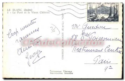 Le Blanc (Indre) — O Ponte e o Velho Castelo — Fotógrafo Combiér — Verso
