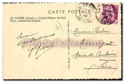 La Chatre (Indre) — Vieille Maison de bois — Place Laisnel-de-la-Salle — Verso