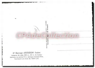 Zbiornik w EGUZON (Indre) — Éditions Artistiques J. Rautich — n°27 — Rewers