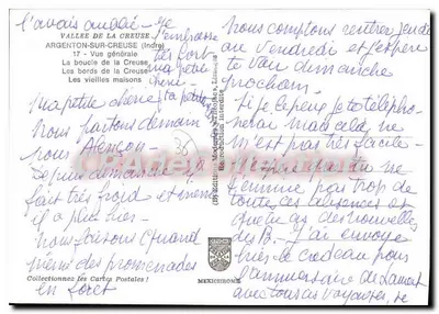 Argenton-sur-Creuse — vista geral e pontes — editor Mexichrome, n° 36 — Verso