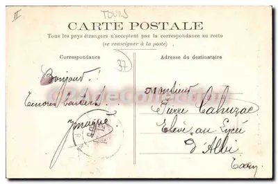 Tours — Hotel Gouin, rua do Comércio — Editor: G. Bézard, Tours — Verso
