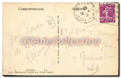 Loches — Allgemeine Ansicht vom Nordwesten — Verlag Loches, Nr. 2 — Rückseite