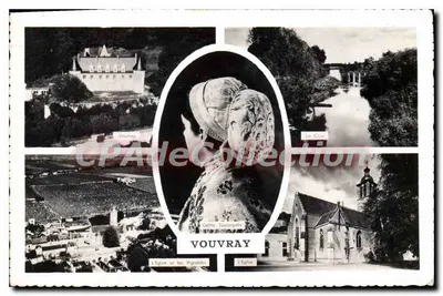 Vouvant — Vista panorâmica com castelo, igreja, vinhedos e rio — Edições Gaby