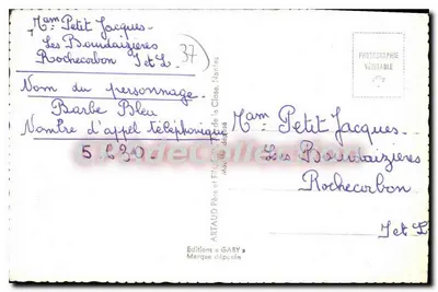 Vouvant — Vista panorâmica com castelo, igreja, vinhedos e rio — Edições Gaby — Verso