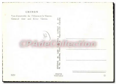 Chinon — Algemene uitzicht op het kasteel en de rivier de Vienne — Estel — Achterkant