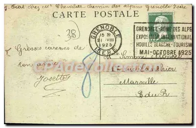 Grenoble 1925 — Międzynarodowa Wystawa Węgla i Turystyki — Pałac Włoski, przystawka — Oficjalne wydanie Pacalet, fotografie, Lyon — Rewers
