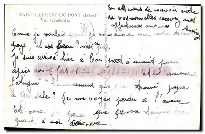 Saint-Laurent-du-Pont (Isère) — Vista Geral — Editor J. Gellard, Lyon, n°38 — Verso