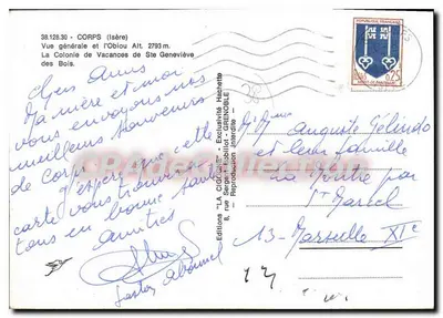 Corps (Isère) — Vista geral e o Obiou — Edições 'LA CIGOGNE' — Verso