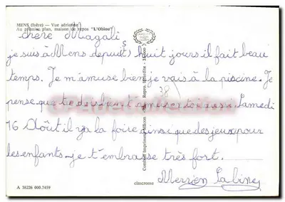 Mens (Isère) — Vista aérea — casa de repouso 'L'Oblou' — Verso