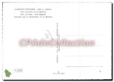 Lans-en-Vercors — Widok częściowy na stację, Côte du Mas - Les Egauts, otoczony Robertière i Molière — Photodit — Rewers