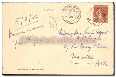 St-Claude — Vista parcial — Editor desconhecido, n° 39 — Verso