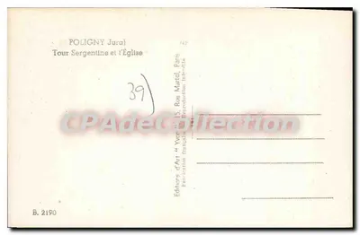Poligny (Jura) — Wieża Sergentine i Kościół — Wydawnictwo Sztuki "War" Paris — Rewers