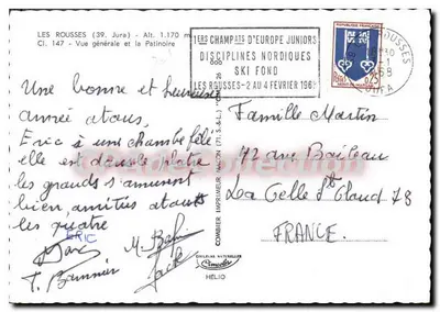 Les Rousses (39, Jura) — Visão geral e a Pista de Patinação — Edição Combière — Verso