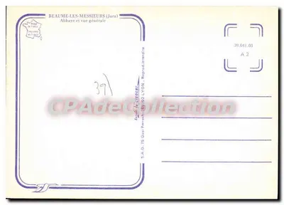 Beaume-les-Messieurs — Abadia e vista geral — S.A.D. 75 Quai Perrach 69002 Lyon — Verso