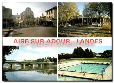 Aire-sur-Adour - Landes — vista do centro da cidade, do ponte sobre o Adour e da piscina