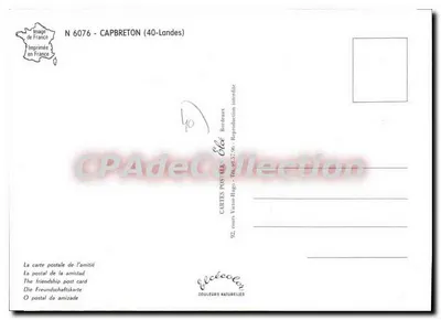 Capbreton — praia, porto, igreja, dançarinos em cajados — Élécé, n° 6076 — Verso