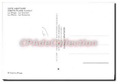 Contis-Plage — praia, farol, camping — editor CAP-TECH AC ÉDITIONS PANAZOL — Verso