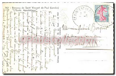 Castelo de Berceau de Saint Vincent de Paul — Edições Matyus, n°763 — Verso