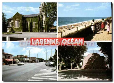 Labenne - Océan — vista da igreja, praia e cruzamento — Editora Elécéca, n° 3455