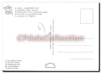 Labenne-Plage — vista da praia, do porto e da igreja — Editor Éléé, n° 3456 — Verso