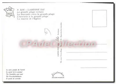Labenne-Plage — vista da praia, do porto e da igreja — Cartes Postales Élède — Verso