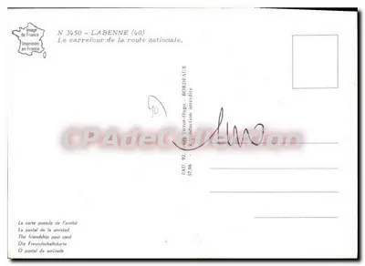 A interseção da estrada nacional em Labenne (40) — editor Victor-Hugo, n° 3450 — Verso