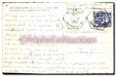 Montrichard (Loir-et-Cher) — Most rzymski i zamek — Stara pocztówka deCollection — Rewers