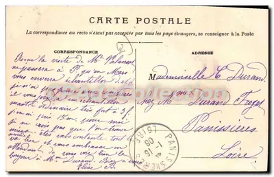 Roanne — O Hotel de Ville — Mme Lafay-Besacier, edição Roanne — Verso