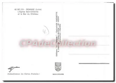 Roanne - A Igreja de São Etienne e o Bar do Castelo — Edições 'La Dignone' Hachette, Vichy — Verso