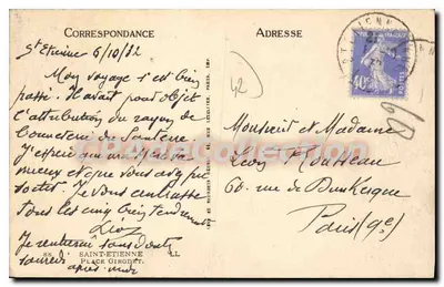 Place Giraudet — Saint-Étienne — editore LL — Verso