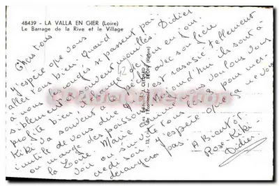 La Valla en Gier (Loire) — Przezbrojenie rzeki i wieś — Stara pocztówka deCollection — Rewers