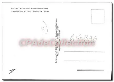 Saint-Chamond — Przecinek, w tle: wieże katedry — Wydawnictwo 'LA CIGOGNE' nr 42.207.19 — Rewers
