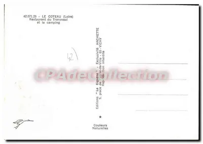 Le Coteau (Loire) — Restaurante do Transvaal e o camping — Éditions 'La Cigogne' — Verso