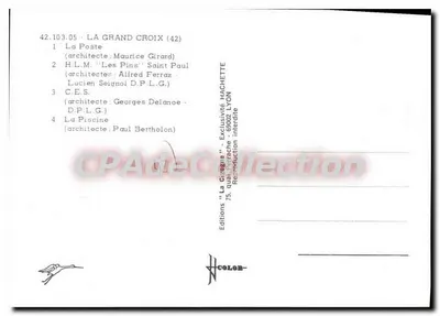 Grand Croix St Paul — widok poczty, basenu, budynków i krajobrazu — Wydawnictwo 'La Grigorie' Lyon — Rewers
