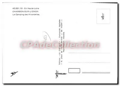 Chambon-sur-Lignon — El Camping de las Golondrinas — Ediciones LA CIGOGNE — Reverso