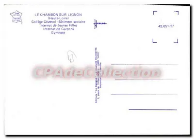 Collège Cévenol — bâtiments scolaires et internat — Éditions La Cigogne, Vichy — Verso