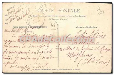 Zamek La Rochelambert — Zamek w stylu renesansowym z XV wieku, położony na prawym brzegu Borne, sceną powieści George Sand «Jean de la Roche» — Wydawca: Chleid M. B. - Dép. int. - Série 518 — Rewers