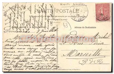 Bilhete postal antigo O castelo de La Rochelambert precedido por uma escada larga e magnífica de 55 degraus e de uma b — Verso