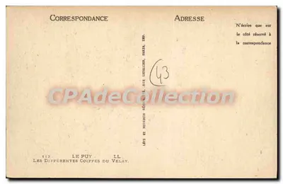 Les différentes coiffes du Velay — 113, rue Neubourg, Le Puy — éditeur non visible — Rewers