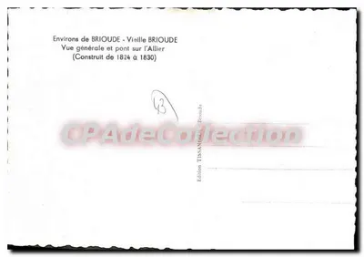 Brioude - Vista general y puente sobre el Allier — Edición TISSAN - Brioult — Reverso