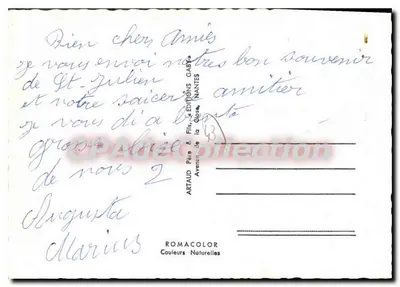 Saint-Julien-Chapteuil — Vista Geral, A Igreja, O Puy, Dentellières — Artaud Frères & Fils, Nantes — Verso
