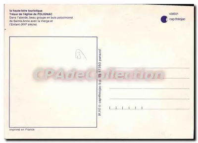Święta Anna z Dzieciątkiem — kościoł w Polignac — wydawca IRIS — Rewers