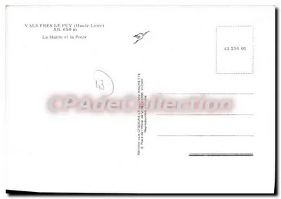 A prefeitura e a postagem em Vals-les-Puys — Haute-Loire — Edições La Cigogne — Verso