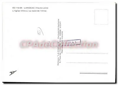 A Cigogne — A Igreja (século XV) à beira do Allier — Edições 'LA CIGOGNE', Vichy — Verso