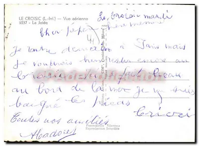 Le Croisic (L.-Inf.) — Vista aérea — A Ponte — Éditions CIM, n° 6537 — Verso