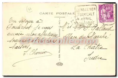 Pornichet — A Praia, Vista dos Rochos — Édit. Wauthier, Pornichet — Verso