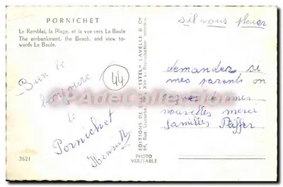 PORNICHET — Het Aanlegsel, de Strand en de uitzicht richting La Baule — Edities van Luce 'Estel' n°3621 — Achterkant