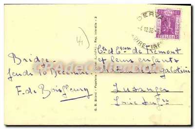 Derval (L.-Inférieure) — Floresta e castelo do Boschet — G. B. Briand, Papelaria - Derval (L.-Inférieure) - 3 — Verso